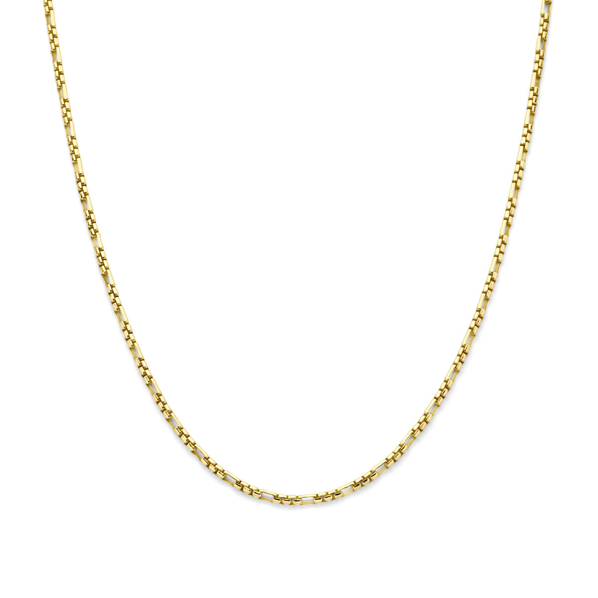 14k Geelgouden collier met een kern van 925 zilver. Het collier heeft een schakelbreedte van 3,0mm en een draaglengte van 45cm. Uitgevoerd met karabijnsluiting.