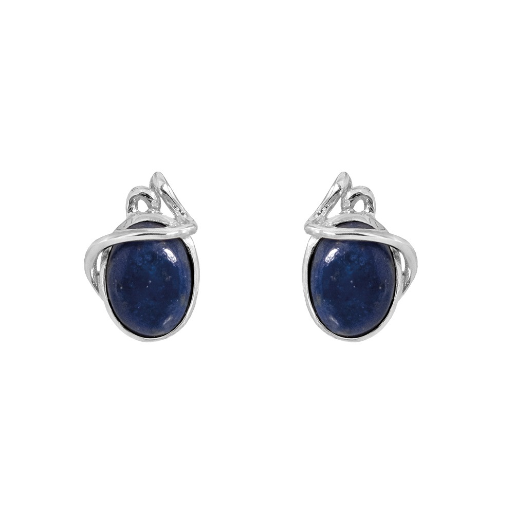 Deze sterling zilveren oorknoppen bevatten elk een 7 x 5 mm lapis lazuli.