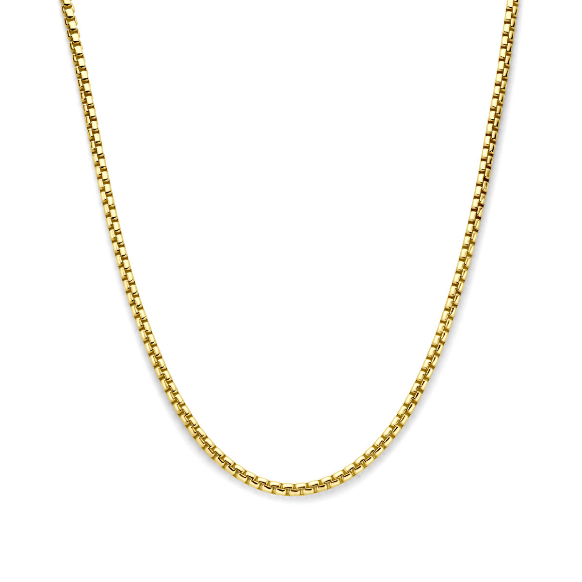 14k Geelgouden collier met een kern van 925 zilver. Het collier heeft een schakelbreedte van 4,3mm en een draaglengte van 45cm. Uitgevoerd met karabijnsluiting.

