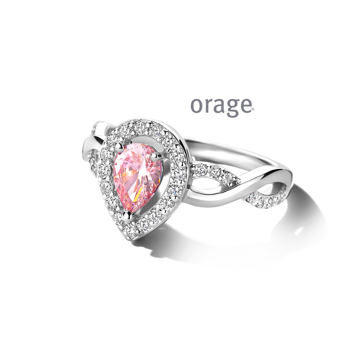 Zilveren ring met roze kleursteen en zirkoon