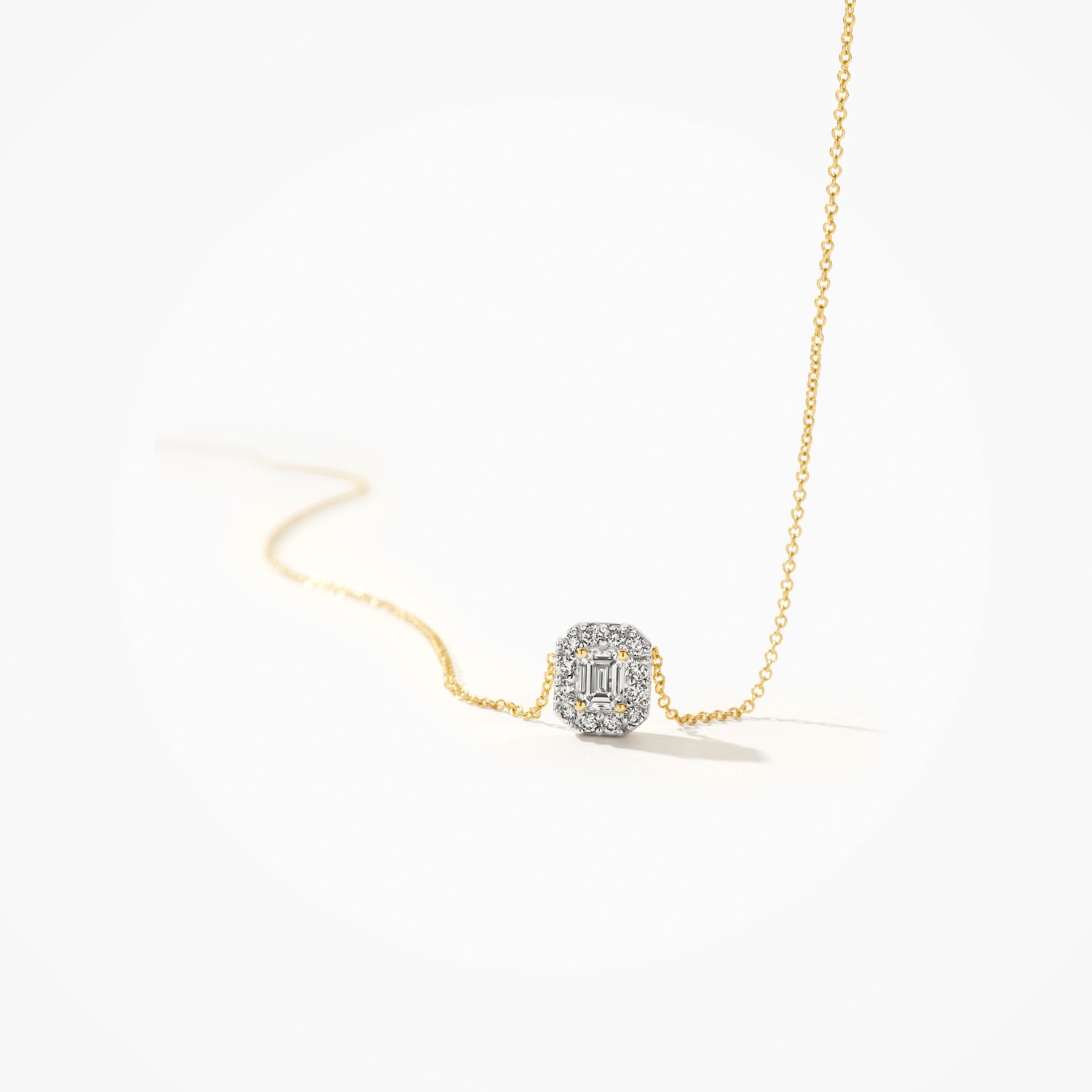 BLUSH GEELGOUDEN COLLIER MET LAB GROWN DIAMANT