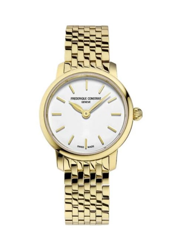 CLASSICS SLIMLINE LADIES
FC-200S5B
Fineness of the wrist, fineness of the watch: the Slimline Ladies has been designed to emphasize the soft curves of the wrist with harmony and sensitivity. A precious and contemporary collection in the purest spirit of Frédérique Constant, where the luxury watchmaker Swiss Made remains accessible.