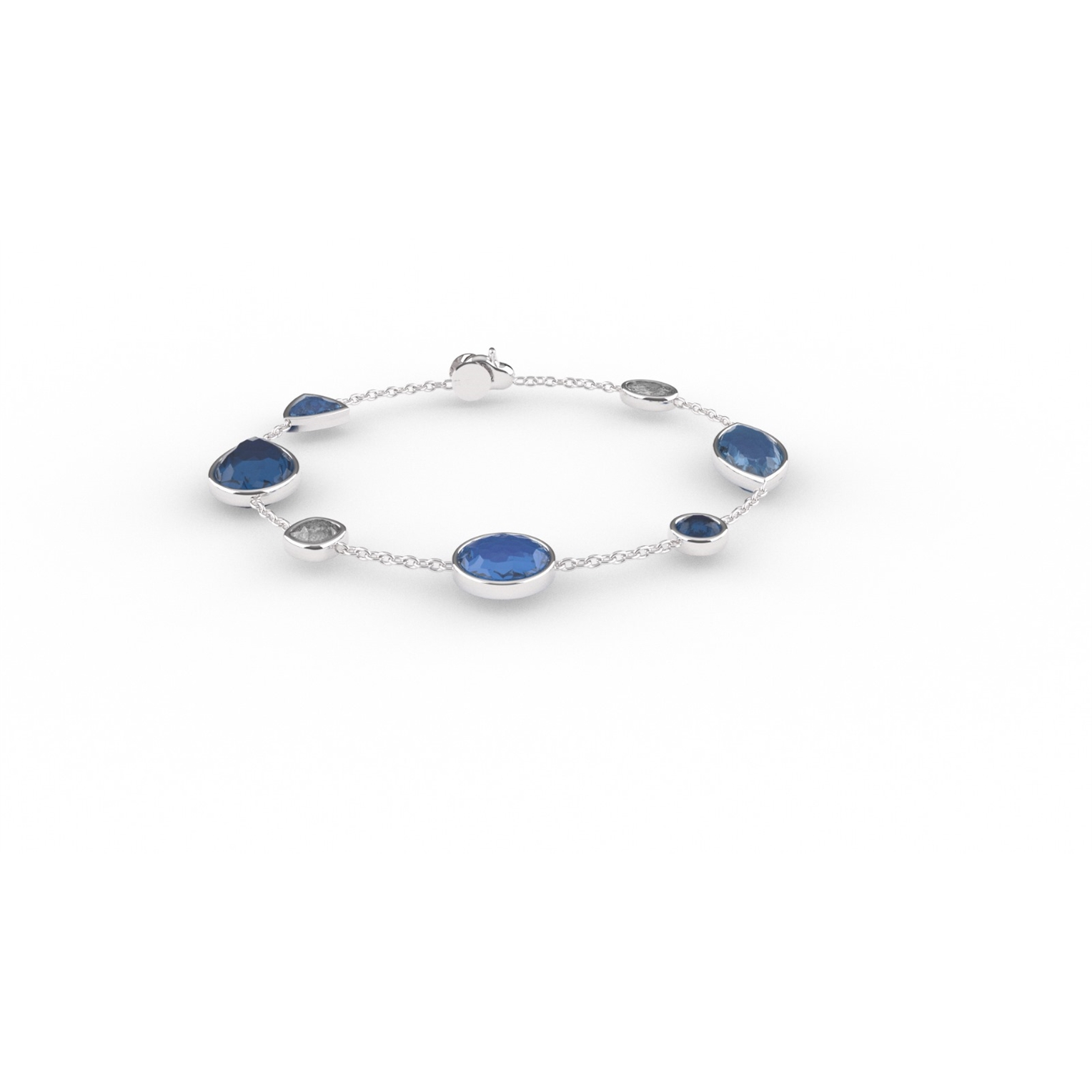 Ti sento armband zilver met blauwe steen | 23063DB