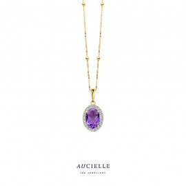Gouden hanger 18 kt met diamant en Zambiaanse amethist
0.060 ct
Ketting niet inbegrepen