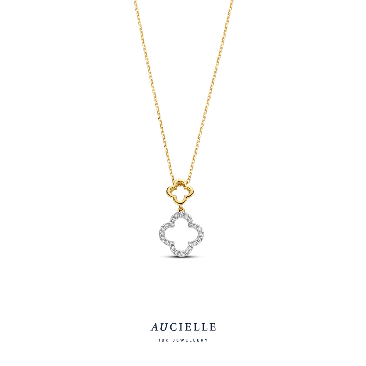 Hanger 18 klaver bloem met diamant
0.070 ct
Ketting niet inbegrepen
