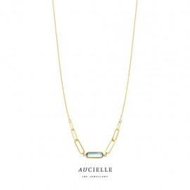 Gouden ketting 18 kt met blauwe topaas
39 + 2 + 2 + 2 cm