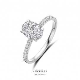 Wit gouden ring 18 kt met zirkoon