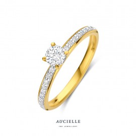 Gouden ring 18 kt met zirkoon