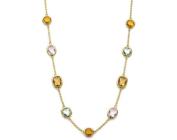 gold plated kleurstenen collier