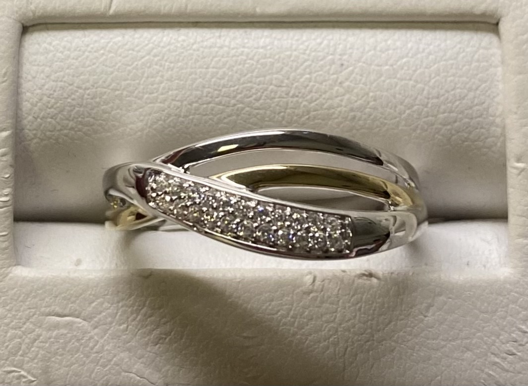 Rosa di Luca verguld ring met zirkonia 
Maat 58