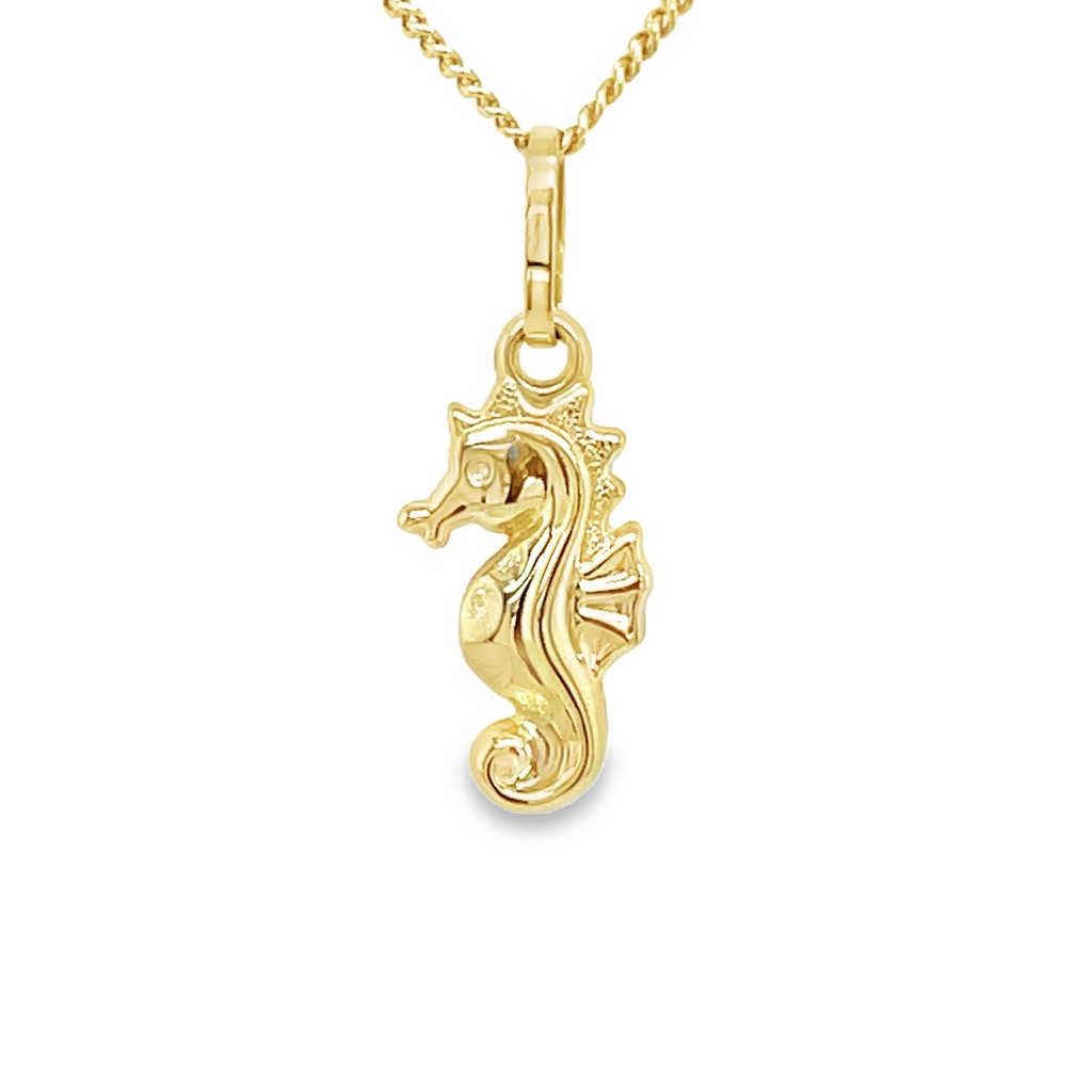 14k Geelgouden hanger in vorm van een zeepaard