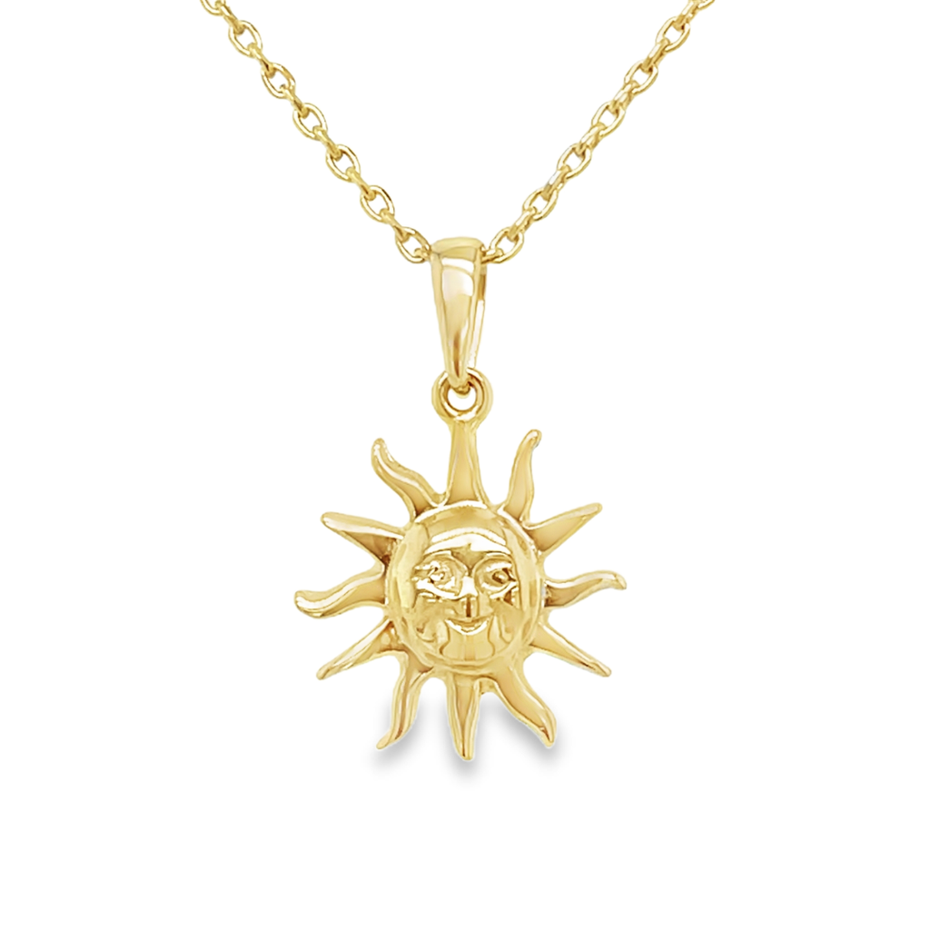 14k geelgouden hanger in vorm van een zon