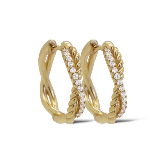 Karma oorringen FILIJNE TWIST | Zilver verguld | zirkonia's | H610GP