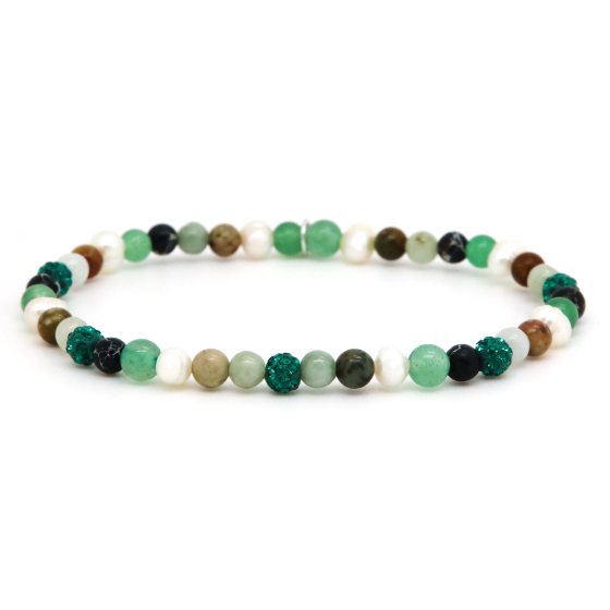 Karma armband, Spiral Evie XXS Elastic (green crystal)