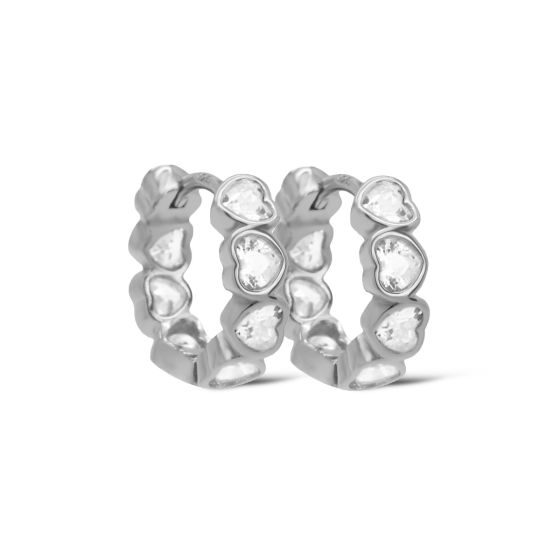 Karma oorringen BRILJANT Heart | zilver | zirkonia's | 14mm | H615S