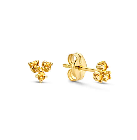 JACKIE GEELGOUDEN OORSTEKER TRIANGLE CITRINE