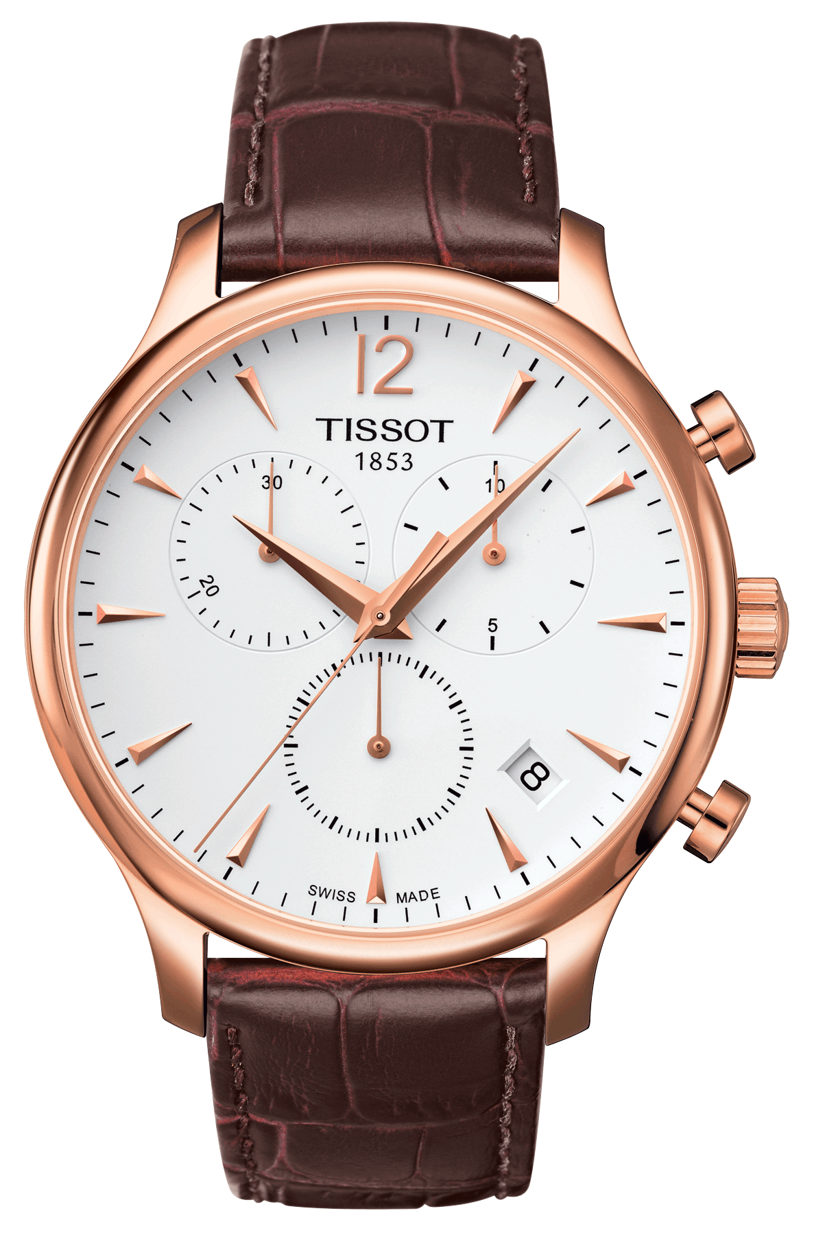 De Tissot Tradition Chronograaf met modelnummer T0636173603700 is een elegante polshorloge met een roségouden afwerking. Uitgerust met chronograaffuncties, biedt het een klassieke maar verfijnde uitstraling voor elke gelegenheid. Draag deze tijdloze horloge aan de pols voor zowel formele als informele gelegenheden om een vleugje verfijning aan uw outfit toe te voegen.
