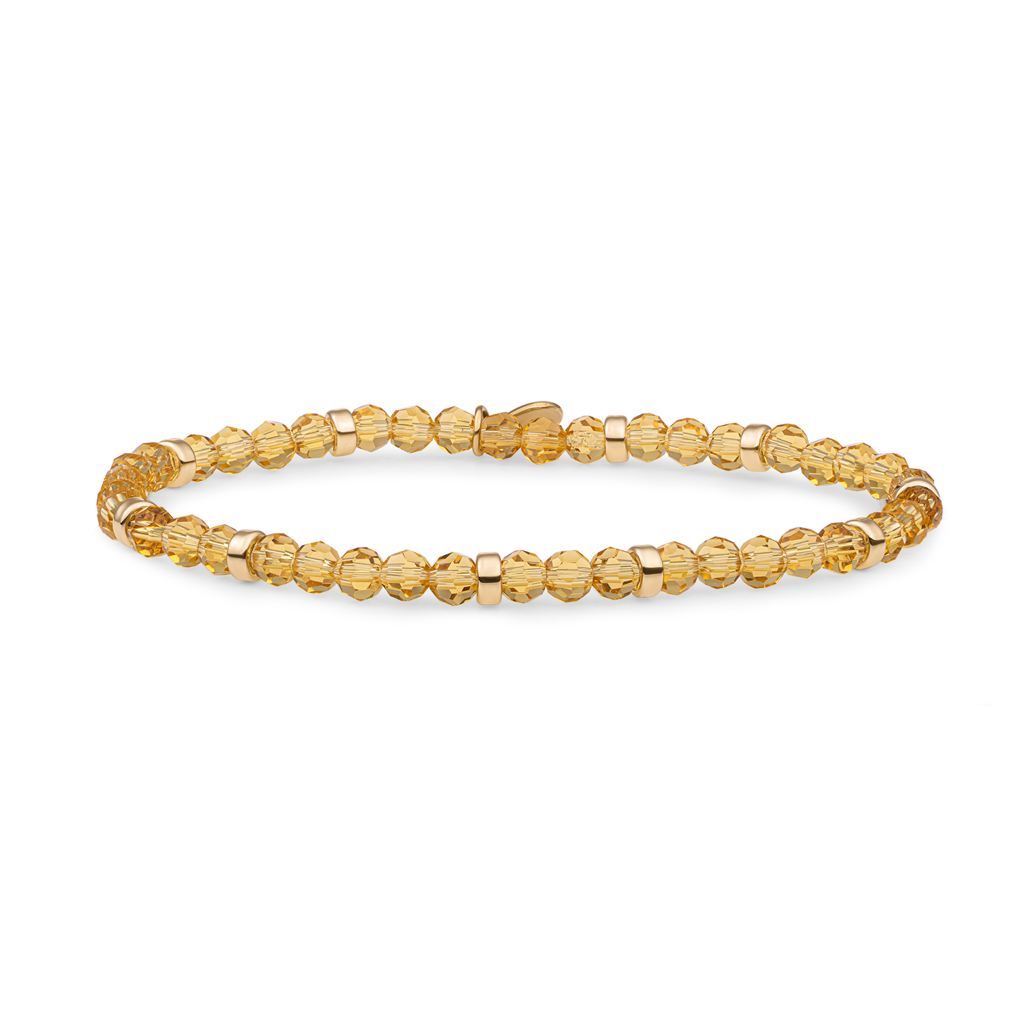 Sparkling Jewels Light Gold Citrine Quartz Roundel Interstellar armband | Citrien quartz en zilver verguld | SBG-GEM65-MIX-RDL