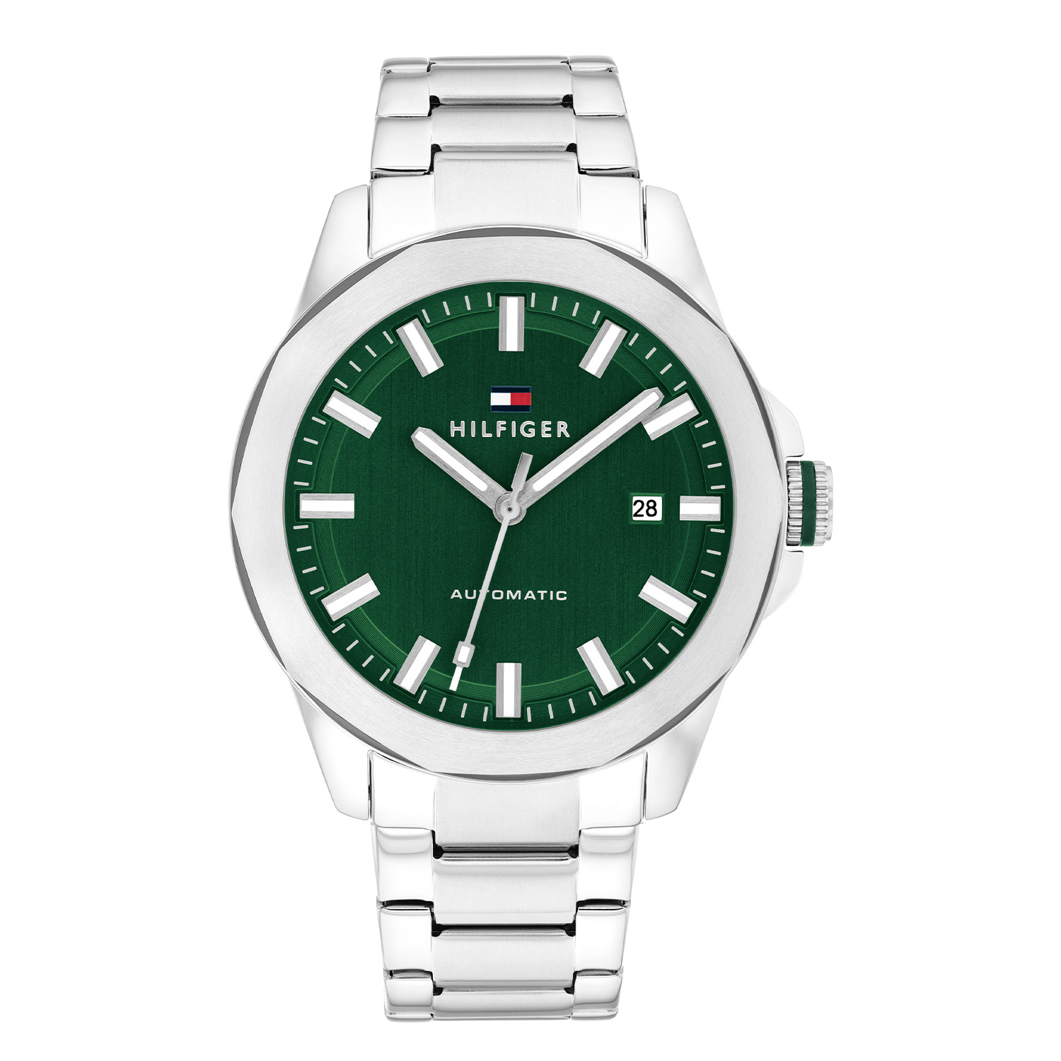 Dit Tommy Hilfiger horloge behoort tot de Lars collectie.
Referentienummer: TH1710694 

Dit horloge van Tommy Hilfiger uit de Lars serie is een stijvol herenhorloge die niet in je collectie mag ontbreken. Het herenhorloge heeft een stalen kast met 10 hoekige bezel en een groene wijzerplaat met een datum en lumibrite inleg in de wijzers en uurstrepen. Dit model heeft een automatisch uurwerk en loopt op de beweging van de pols. Aan de kast zit een stalen schakelband met een vouwsluiting. Het horloge heeft een mineraalglas, een afmeting van 42mm en is 5ATM.  
