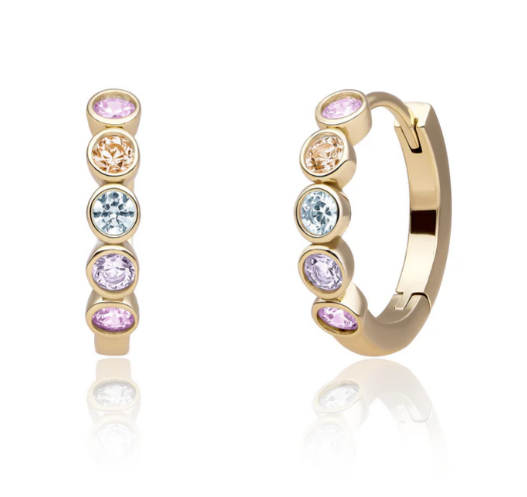 Oorbellen | Tube Huggies Goud - Multi CZ