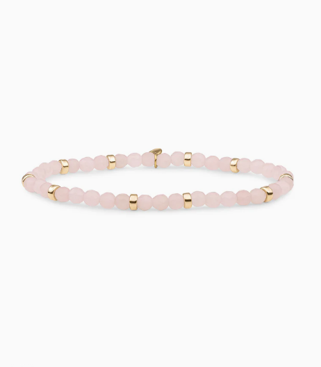 SPARKLING JEWELS ARMBAND VERGULD ROSE QUARTZ ROUNDEL INTERSTELLAR GOLD
