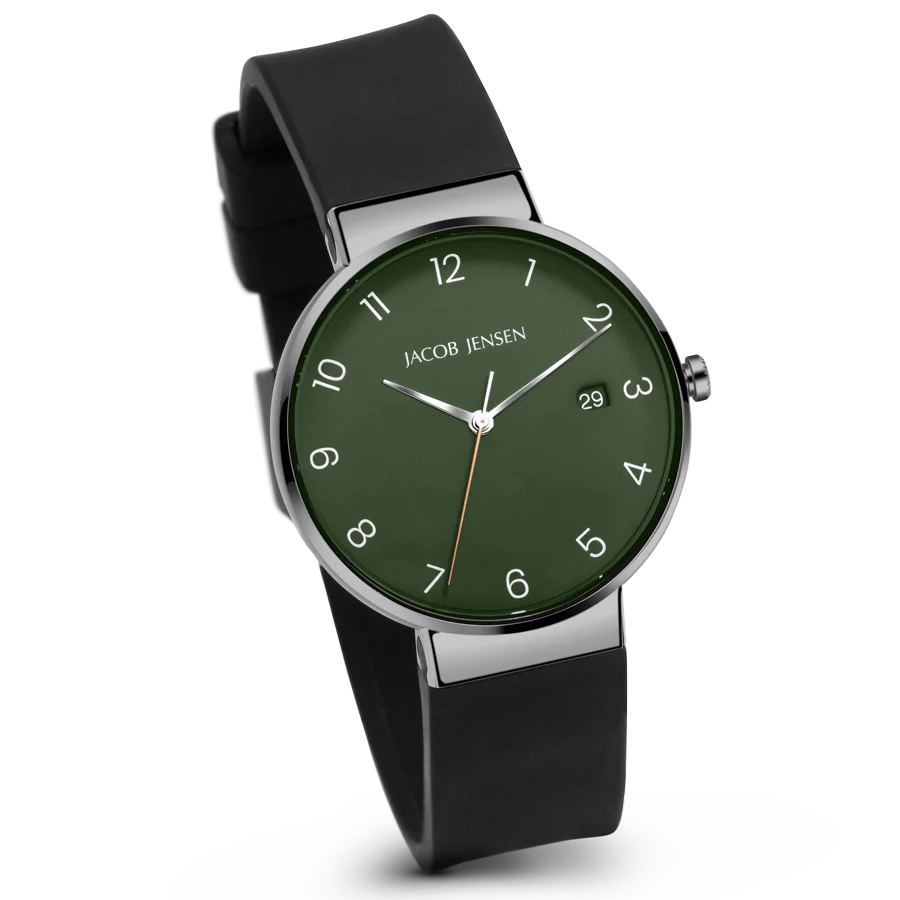Dit is een horloge van het merk Jacob Jensen gemaakt voor heren.
De specificaties zijn als volgt:
Kastmaat: 37
Kastdikte: 7,5
Bandlengte: 21
Bandbreedte: 18
Waterdichtheid: 5 ATM / 50 Meter / 165 Feet
Dit horloge heeft de volgende functies/eigenschappen:
Datumaanduiding