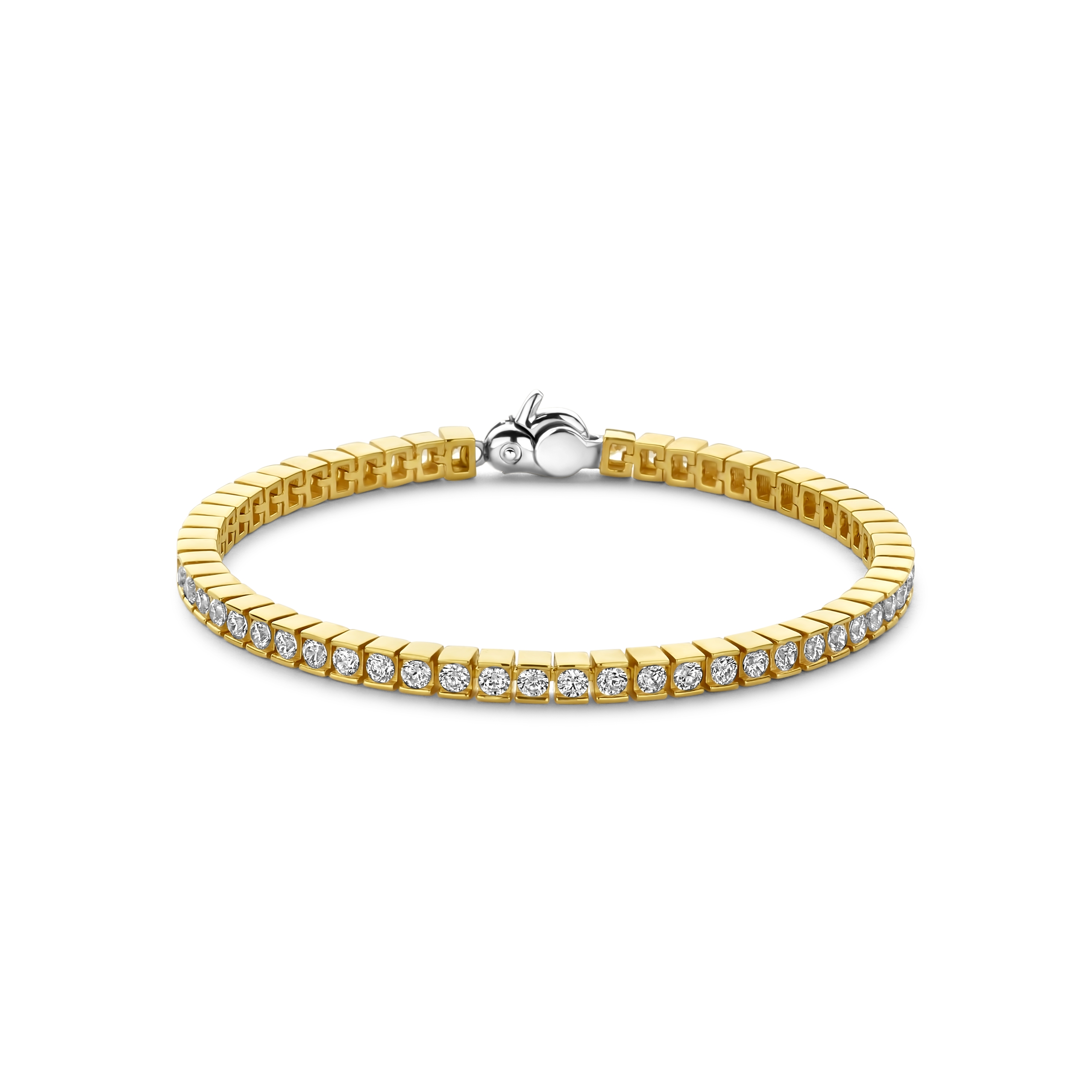 Ti Sento - Zilver vergulde tennisarmband bezet met zirconia's, maat: 18cm - 23039ZY