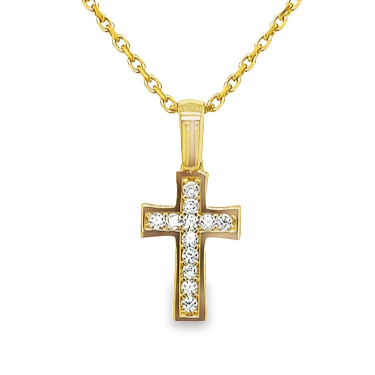 Dit product, gouden kruis modelnummer GH0597, is een prachtig juweel van een niet-gespecificeerd merk. Het bevat een schitterend zirkonia-hanger. Perfect te combineren met een fijne gouden ketting voor een elegante uitstraling. Draag het dagelijks of voor speciale gelegenheden voor een subtiele maar opvallende look die de aandacht trekt. Ideaal als betekenisvol cadeau.
