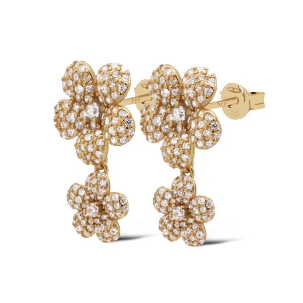 Karma oorstekers XL LILLIES Flower | zilver verguld | zirkonia's | X195GP