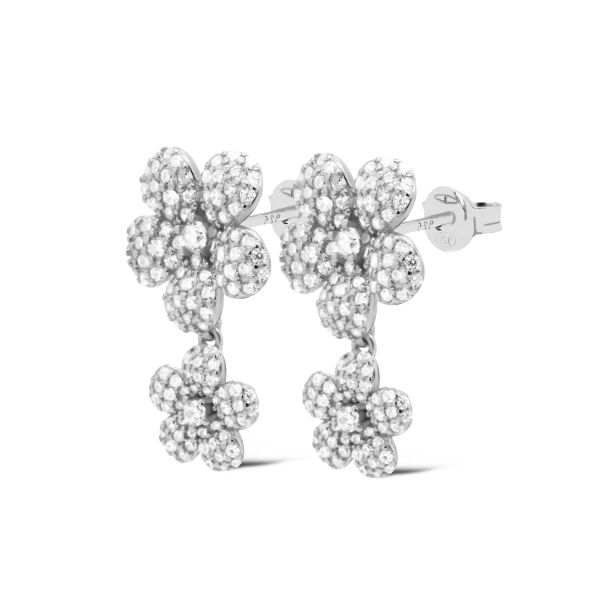 Karma oorstekers XL LILLIES Flower | zilver | zirkonia's | X195