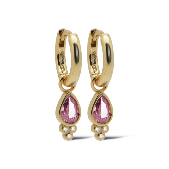 Karma oorringen HERA Drop RUBY RED | zilver verguld | roze zirkonia | A160GP_RR