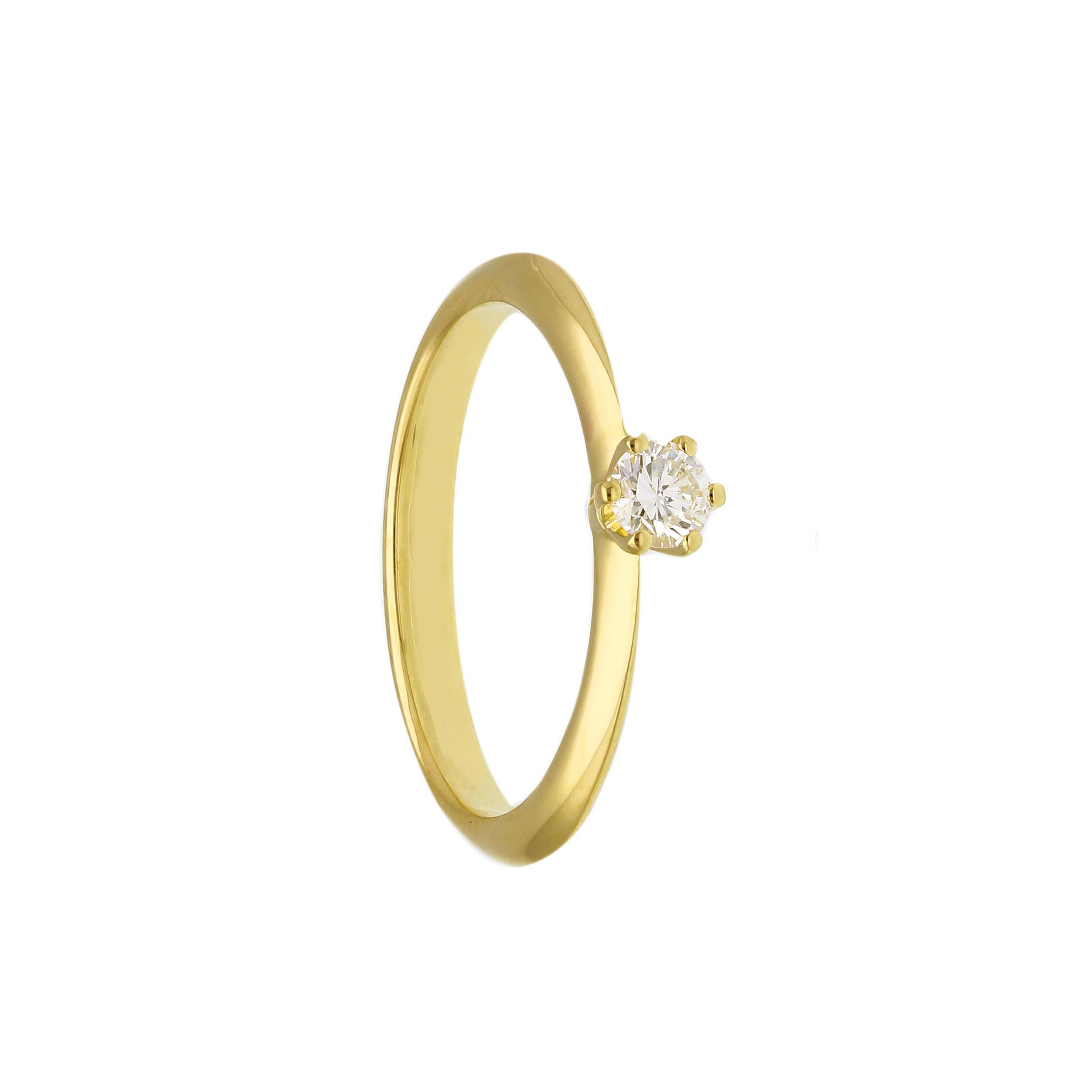 18 karaat goud geel verlovingsring  + 0.15ct diamant/briljant slijp