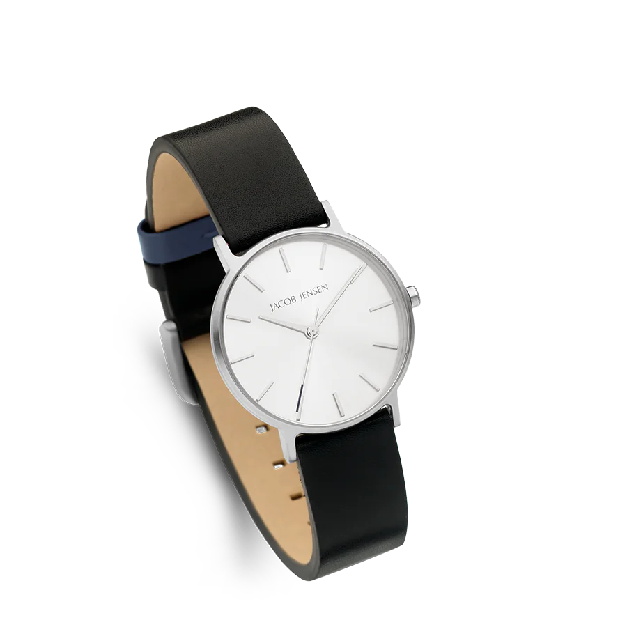 Dames horloge met zwart leren band