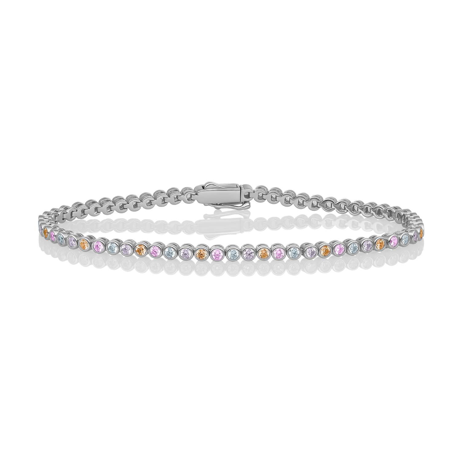 Sparkling Jewels armband Tennis Round Multi CZ Bezel Silver.
Maat Small.