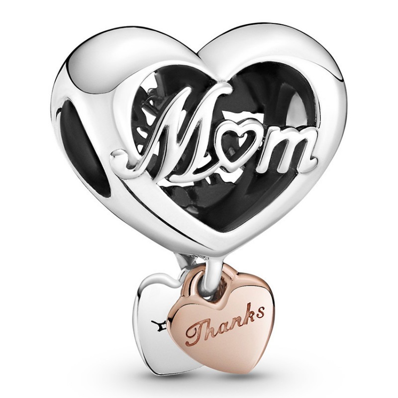 Pandora - Mum and heart zilver. Rose charm - 789372C00