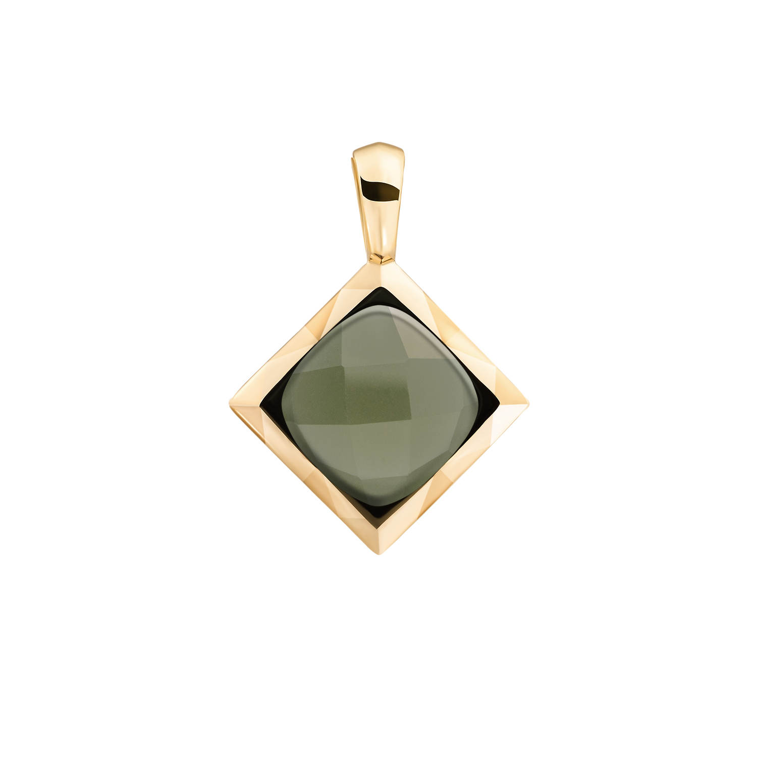 Sparkling Jewels - Zilveren hanger met kleursteen, verguld, Lime Jade Cushion Cut Amulet - SPG32-G64