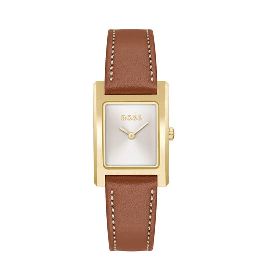 Boss horloge met lederen band, Lucy double+ bruin