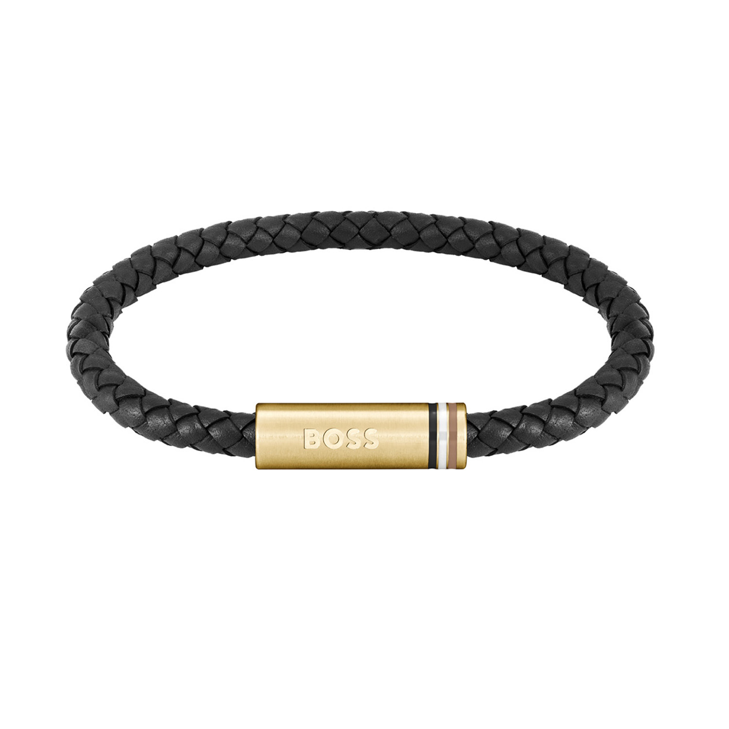 BOSS JEWELS HBJ1580624 ARES SINGLE Mannen Armband 19cm
Deze armband van BOSS uit de ARES SINGLE serie met artikelnr. HBJ1580624 is een stoer sieraad voor de echte BOSS klant. De zwarte leren gevlochten armband heeft een goudkleurige plaat in het midden met daarop het BOSS logo gegraveerd, die mooi opvalt in het geheel. De armband heeft een lengte van 19cm, sluit met een magneetsluiting en is goed te combineren met andere sieraden van BOSS. 

Het merk:
HUGO BOSS is afgestemd op levensstijlen waar het gaat om kwaliteit en precisie. Het wereldwijde fashionlabel is verdeeld in twee merken: BOSS en HUGO. Het merk BOSS biedt geavanceerde, moderne horloges gericht op kwaliteit en design om een onberispelijke look te creëren – of het nu zakelijk, casual of sportief is. Ontdek de nieuwe horlogecollectie die bewijst dat details echt het verschil maken.

Specificaties:
- Artikelnr: HBJ1580624
- Gevlochten armband
- Materiaal: Zwart leer
- Lengte: 19cm