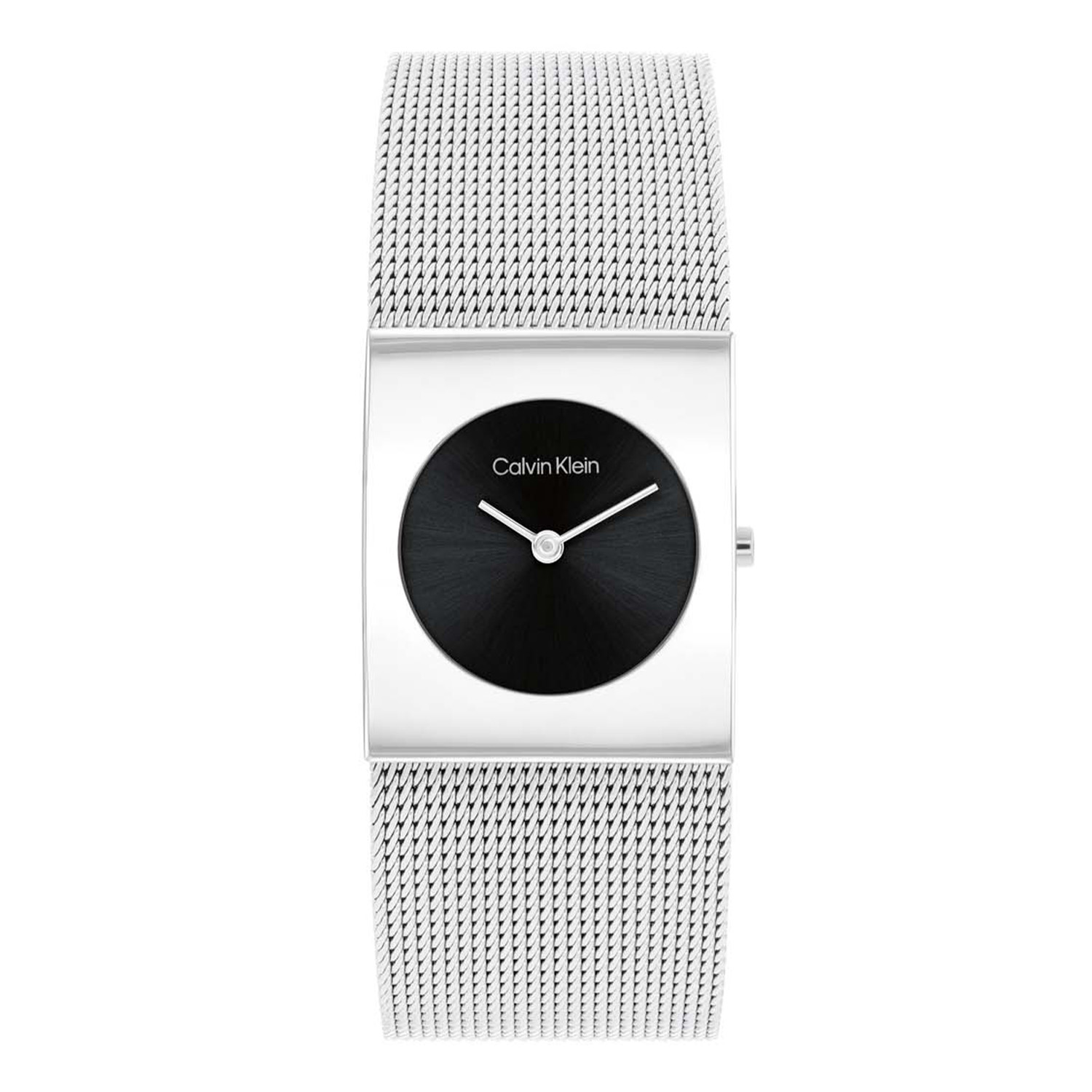 Calvin Klein CK25100061 Dames Staal Horloge 24mm 
Dit Calvin Klein dameshorloge met nr CK25100061 is een chique en stoer ontwerp. De stijlvolle zilverkleurige vierkante stalen kast heeft een zwarte sunray wijzerplaat met enkel wijzers en de merknaam. Strak aan de vol glimmende kast zit een zilverkleurige milanese band met klapsluiting. Het opvallende horloge heeft een mineraalglas, een doorsnee van 24mm en is 3ATM.

OVER CALVIN KLEIN
Calvin Klein is een wereldwijd lifestylemerk dat gewaagde, vooruitstrevende idealen en een verleidelijke, vaak minimalistische, esthetiek nastreeft. Calvin Klein werd groot in de jaren 70 door haar mode- en merkjeans collecties. In de jaren 80 lanceerde Calvin Klein haar spraakmakende ondergoed dat uitdrukkelijk van logo &rsquo;s voorzien was. Vanwege het grote succes is het merk ook succesvol uitgerold in Accessoires, Parfums, Home, Brillen, Golf, Horloges en Sieraden.
Sinds de oprichting in 1968 door Calvin Klein, heeft het merk haar reputatie opgebouwd als leider in de Amerikaanse mode, dankzij een cleane esthetiek en innovatieve ontwerpen. Calvin Klein wil haar publiek verleiden en inspireren door middel van provocerende beelden en opvallende ontwerpen die prikkelen. 

SPECIFICATIES:
- Mineraalglas
- Zilverkleurige stalen kast
- Zwarte sunray wijzerplaat 
- Zilverkleurige milanese band
- Rechte kastvorm, &Oslash; 24mm
- 3ATM