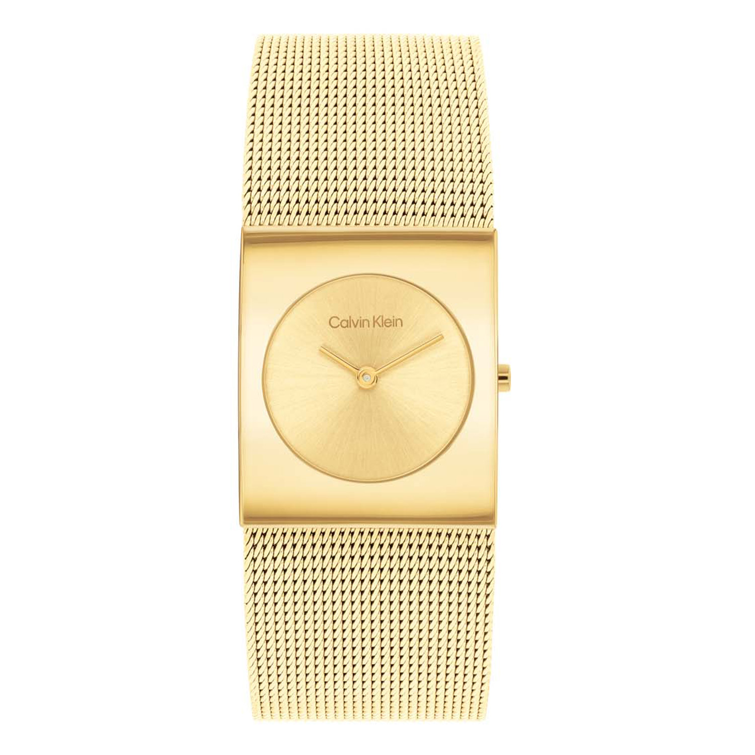 Calvin Klein CK25100062 Dames Staal Horloge 24mm 
Dit Calvin Klein dameshorloge met nr CK25100062 is een chique en stoer ontwerp. De stijlvolle goudkleurige vierkante stalen kast heeft een goudkleurige sunray wijzerplaat met enkel wijzers en de merknaam. Strak aan de vol glimmende kast zit een goudkleurige milanese band met klapsluiting. Het opvallende horloge heeft een mineraalglas, een doorsnee van 24mm en is 3ATM.

OVER CALVIN KLEIN
Calvin Klein is een wereldwijd lifestylemerk dat gewaagde, vooruitstrevende idealen en een verleidelijke, vaak minimalistische, esthetiek nastreeft. Calvin Klein werd groot in de jaren 70 door haar mode- en merkjeans collecties. In de jaren 80 lanceerde Calvin Klein haar spraakmakende ondergoed dat uitdrukkelijk van logo ’s voorzien was. Vanwege het grote succes is het merk ook succesvol uitgerold in Accessoires, Parfums, Home, Brillen, Golf, Horloges en Sieraden.
Sinds de oprichting in 1968 door Calvin Klein, heeft het merk haar reputatie opgebouwd als leider in de Amerikaanse mode, dankzij een cleane esthetiek en innovatieve ontwerpen. Calvin Klein wil haar publiek verleiden en inspireren door middel van provocerende beelden en opvallende ontwerpen die prikkelen. 

SPECIFICATIES:
- Mineraalglas
- Goudkleurige stalen kast
- Goudkleurige sunray wijzerplaat 
- Goudkleurige milanese band
- Rechte kastvorm, Ø 24mm
- 3ATM
