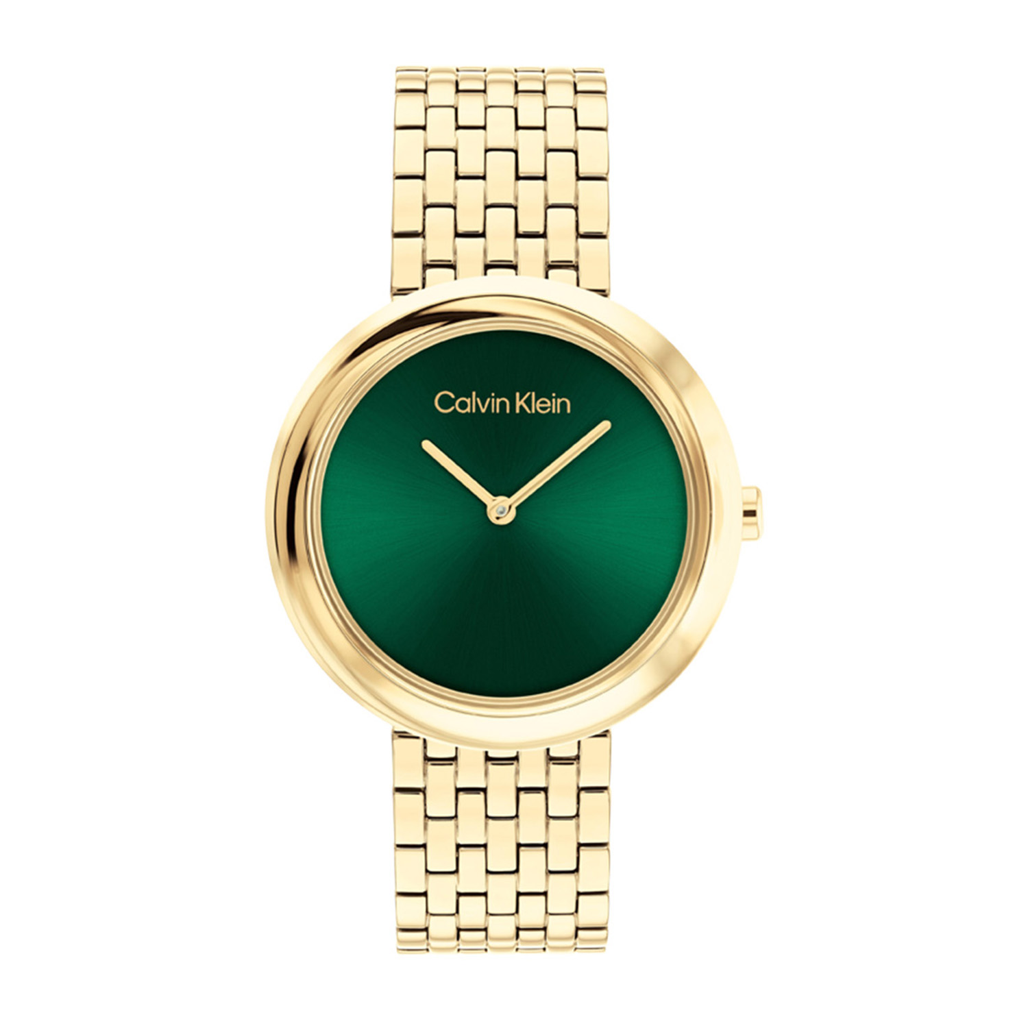 Calvin Klein CK25100066 Dames Staal Horloge 34mm 
Dit Calvin Klein dameshorloge met nr CK25100066 is een chique en stijlvol ontwerp. De stijlvolle goudkleurige stalen kast heeft een bolle rand en een  groene sunray wijzerplaat met enkel wijzers en de merknaam. Strak aan de vol glimmende kast zit een goudkleurige fijne schakelband. Het opvallende horloge heeft een mineraalglas, een doorsnee van 34mm en is 3ATM.

OVER CALVIN KLEIN
Calvin Klein is een wereldwijd lifestylemerk dat gewaagde, vooruitstrevende idealen en een verleidelijke, vaak minimalistische, esthetiek nastreeft. Calvin Klein werd groot in de jaren 70 door haar mode- en merkjeans collecties. In de jaren 80 lanceerde Calvin Klein haar spraakmakende ondergoed dat uitdrukkelijk van logo ’s voorzien was. Vanwege het grote succes is het merk ook succesvol uitgerold in Accessoires, Parfums, Home, Brillen, Golf, Horloges en Sieraden.
Sinds de oprichting in 1968 door Calvin Klein, heeft het merk haar reputatie opgebouwd als leider in de Amerikaanse mode, dankzij een cleane esthetiek en innovatieve ontwerpen. Calvin Klein wil haar publiek verleiden en inspireren door middel van provocerende beelden en opvallende ontwerpen die prikkelen. 

SPECIFICATIES:
- Mineraalglas
- Goudkleurige stalen kast
- Groene sunray wijzerplaat 
- Goudkleurige fijne schakelband
- Ronde kastvorm, Ø 34mm
- 3ATM
