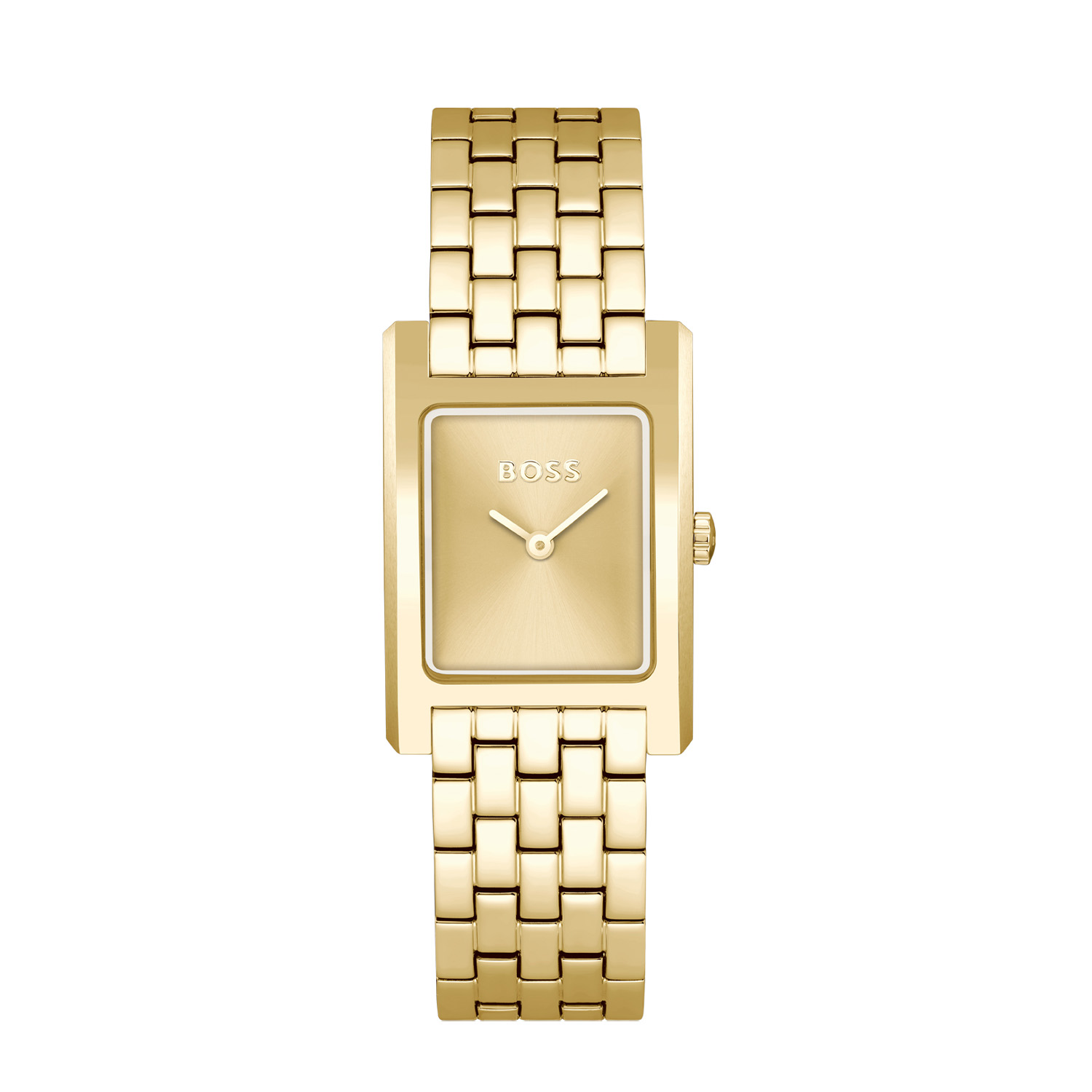 BOSS HB1502744 LUCY Dameshorloge 22x24,5mm 
Dit BOSS horloge uit de LUCY serie met artikelnr: HB1502744 heeft een chique look. Zeer geschikt voor de moderne stijlvolle vrouw van nu. Het goudkleurige dameshorloge valt op door zijn stalen rechthoekige horlogekast met een goudkleurige wijzerplaat met minimalistische wijzers. Aan de kast zit een goudkleurige schakelband met kliksluiting. De kast van het horloge heeft een afmeting van 22x24,5mm met mineraalglas en is 3ATM. 

HET MERK:
HUGO BOSS is afgestemd op levensstijlen waar het gaat om kwaliteit en precisie. Het wereldwijde fashionlabel is verdeeld in twee merken: BOSS en HUGO. Het merk BOSS biedt geavanceerde, moderne horloges gericht op kwaliteit en design om een onberispelijke look te creëren – of het nu zakelijk, casual of sportief is. De horloge collectie van BOSS is perfect afgestemd op levensstijlen waar het gaat om kwaliteit en precisie. BOSS is op maat gemaakt in een onberispelijke stijl.

Blijf stijlvol bij de tijd. Voor de BOSS-vrouw is stijl het handelsmerk en draait alles om
details. Breng uw look naar een hoger niveau met onze nieuwe en kenmerkende horlogecollectie.

SPECIFICATIES:
- Mineraalglas
- Rechthoekige kastvorm
- Goudkleurige horlogekast
- Goudkleurige wijzerplaat
- Goudkleurige schakelband