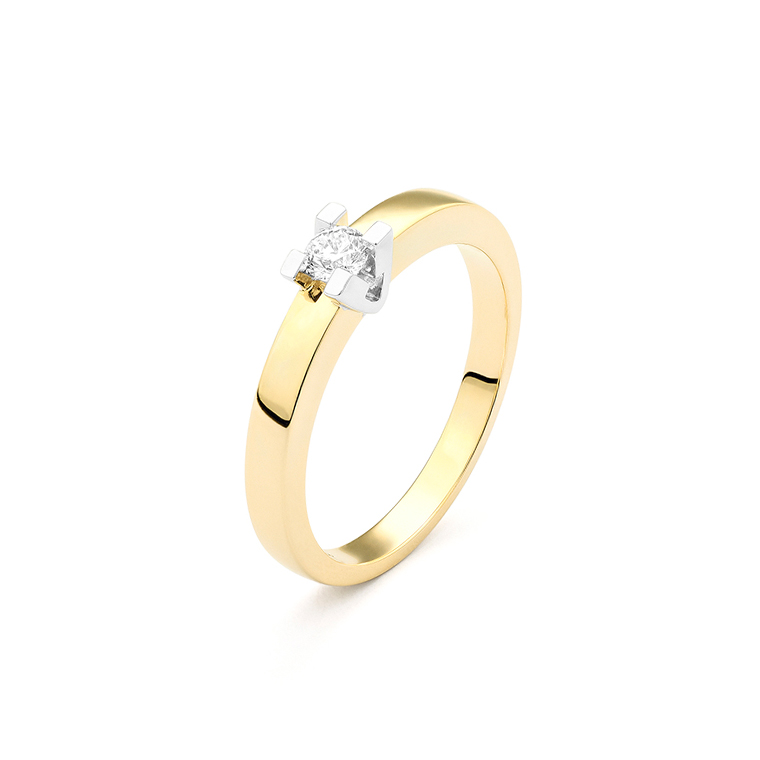 Gouden ring briljant SOLITAIR,0.20CT H/SI