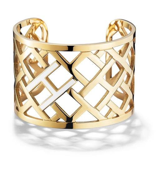 TOMMY HILFIGER Bangle Armband Ionisch Verguld en ingelegd met wit emaille TJ2700713