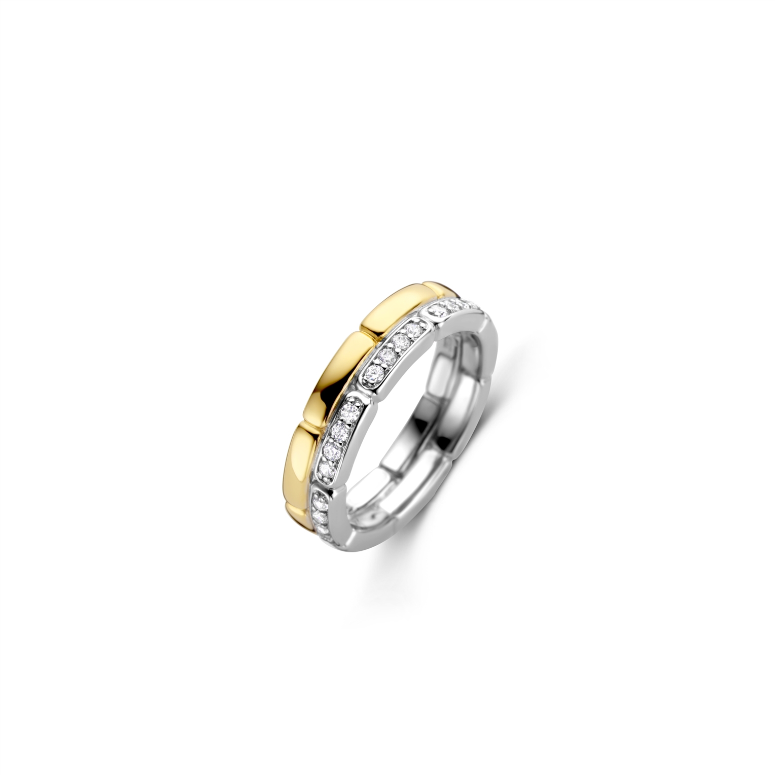 De TI SENTO - Milano ti-sento-milano-ring-12271zy 12271ZY is gemaakt van Zilver gold plated. De kleurstelling van deze ring is Wit met geel verguld. Alle TI SENTO - Milano producten worden geleverd in een luxe geschenkverpakking.