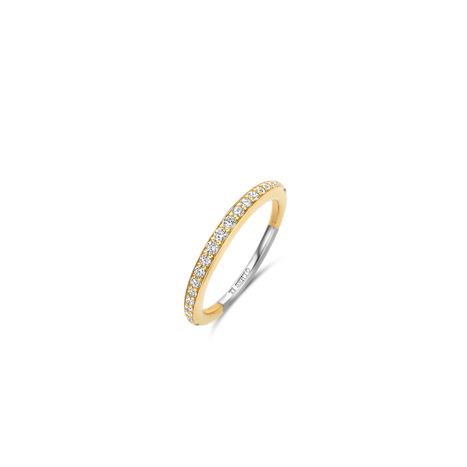 Ti sento zilver/vergulde ring, zirkonia in railzetting