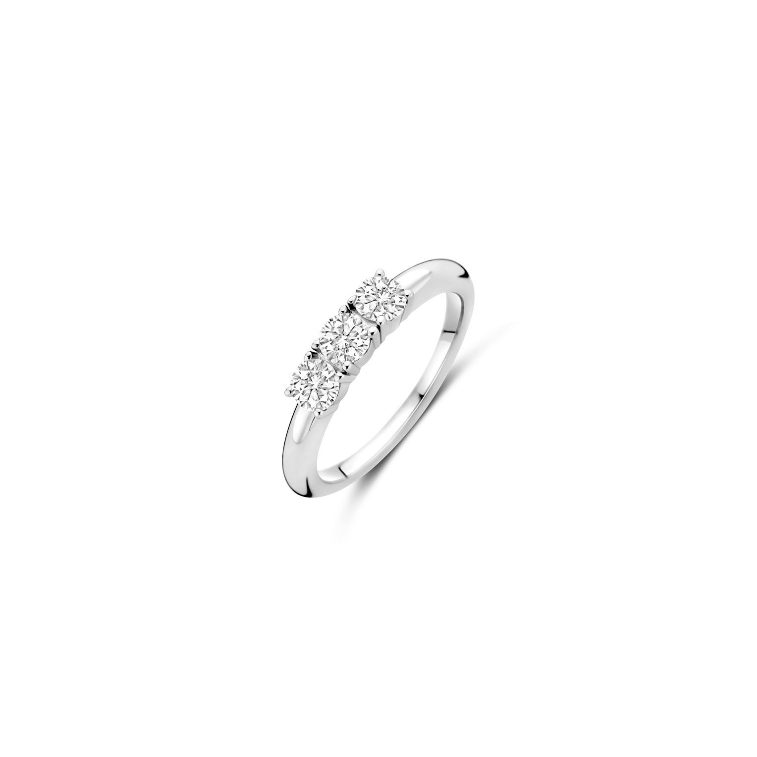 Ti Sento zilveren ring, alliance model met 3x zirkonia