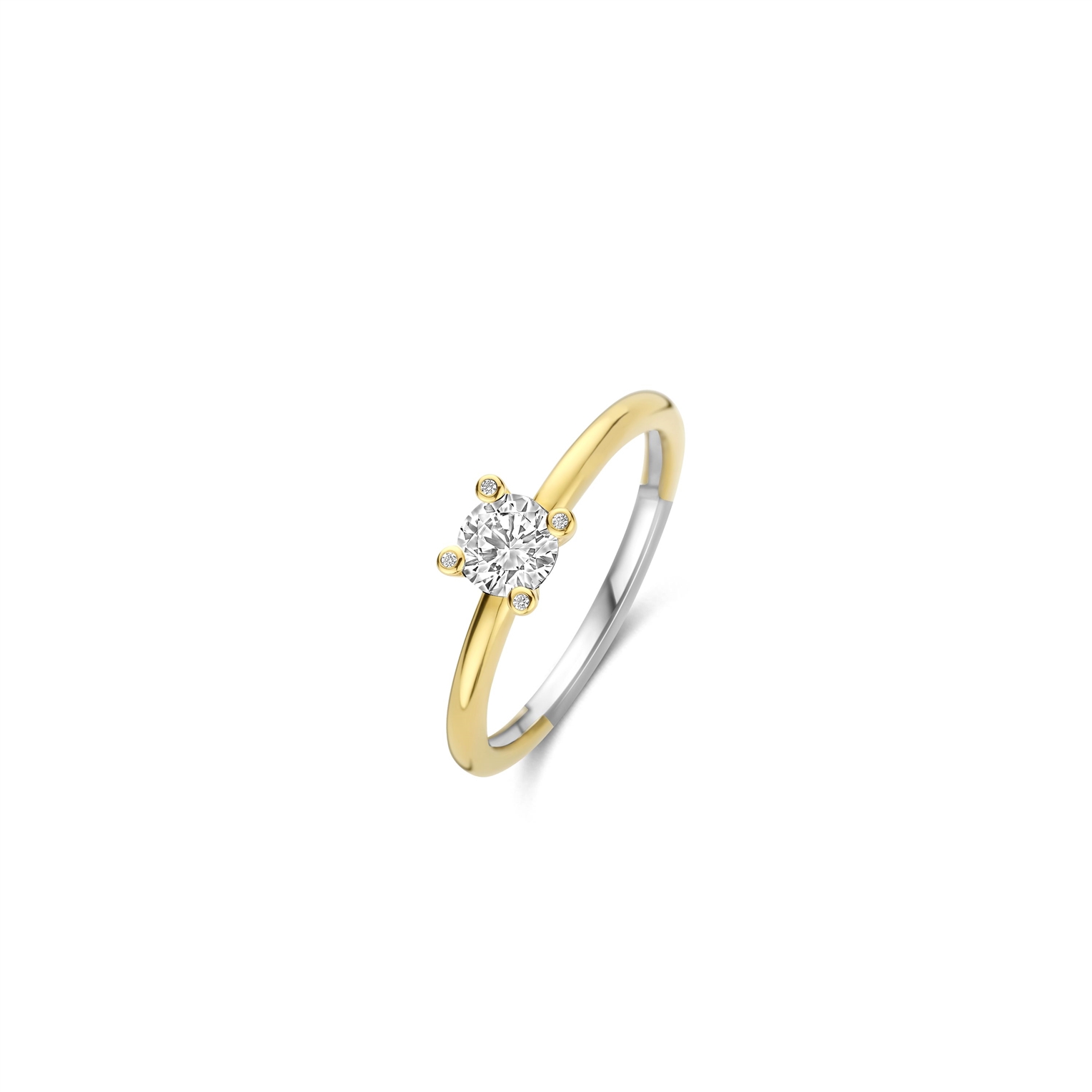 Ti Sento vergulde ring, solitair met zirkonia