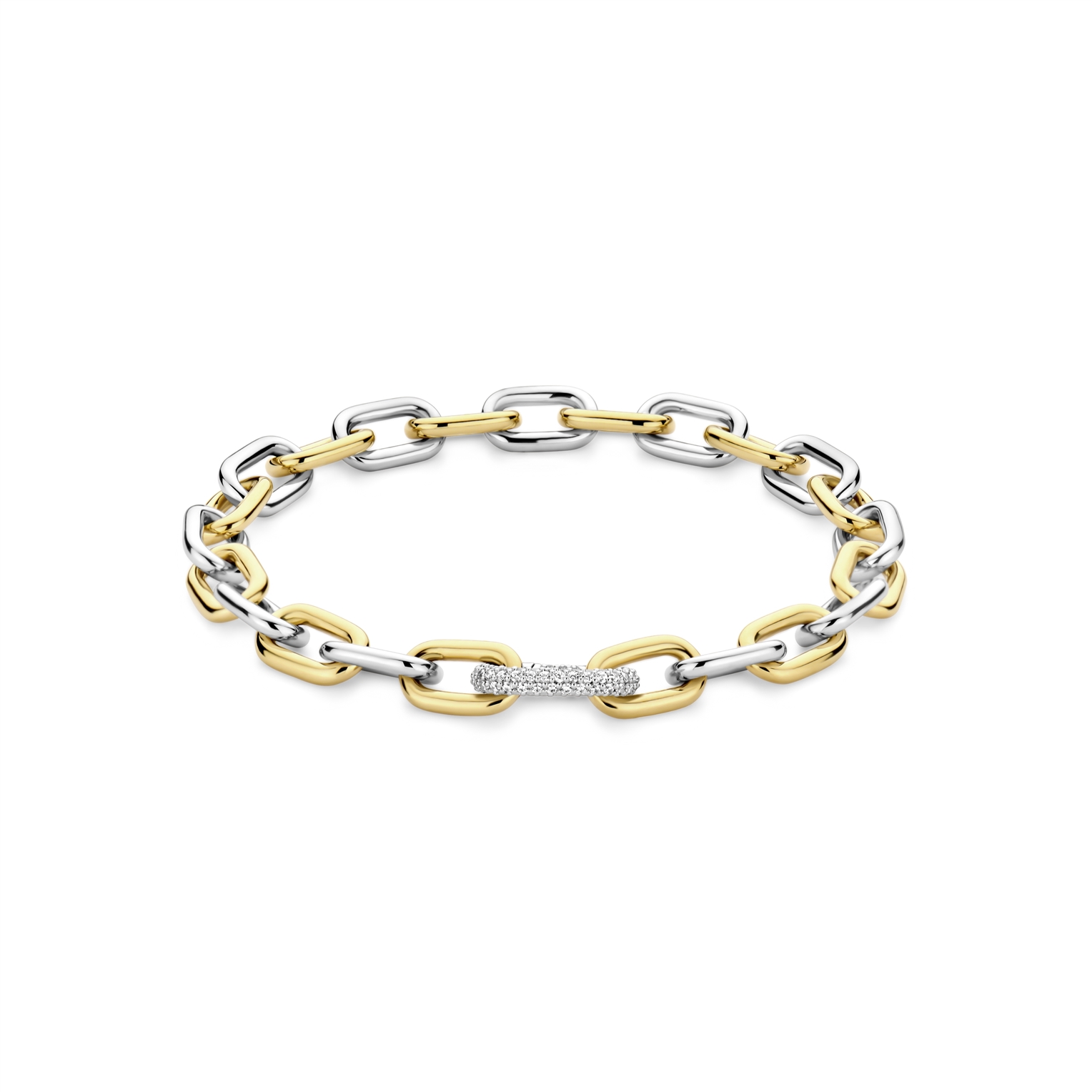 Ti Sento - Bicolor zilveren armband bezet met zirconia's, deels verguld - 23052ZY