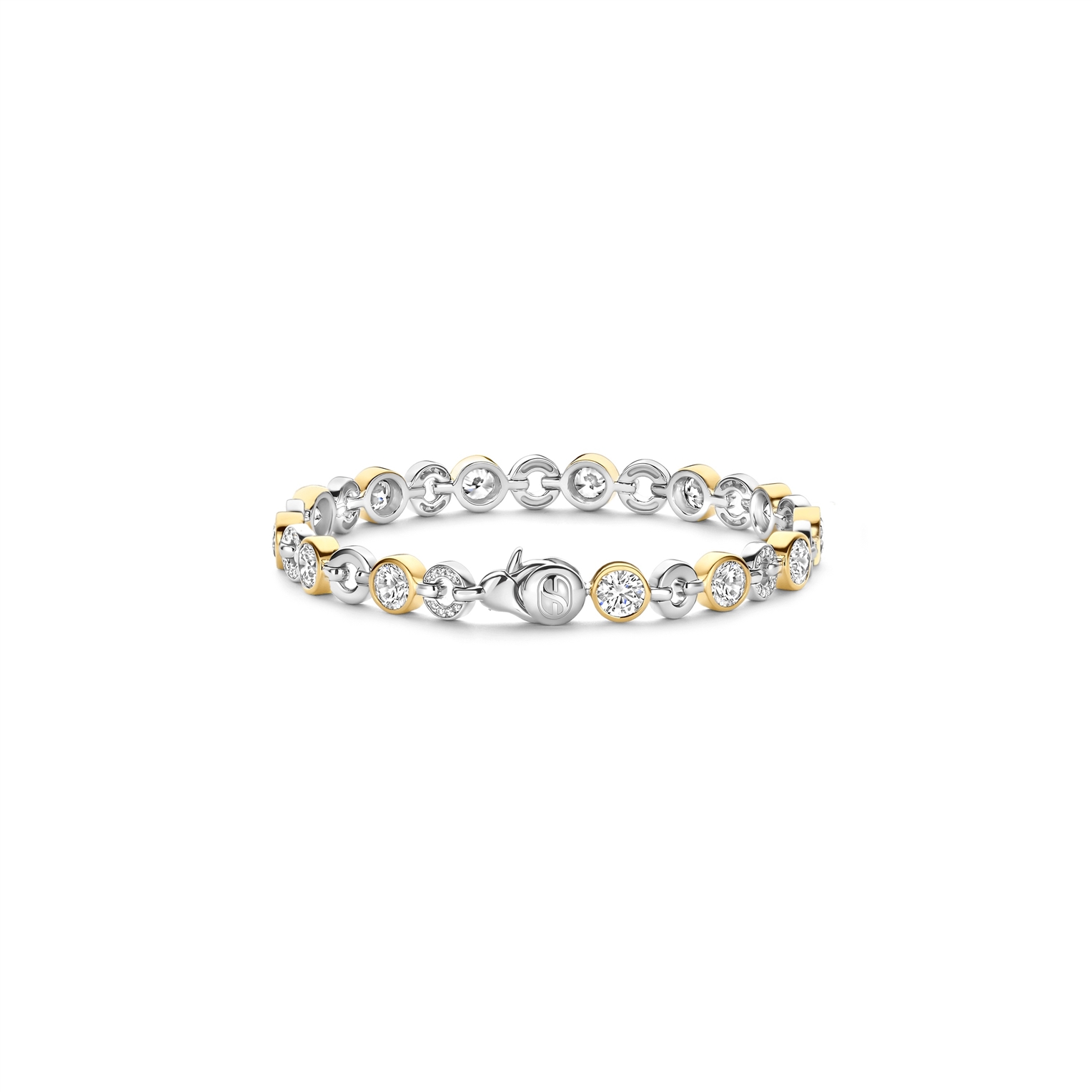 Ti Sento Zilver/vergulde tennisarmband met ronde zirkonia's